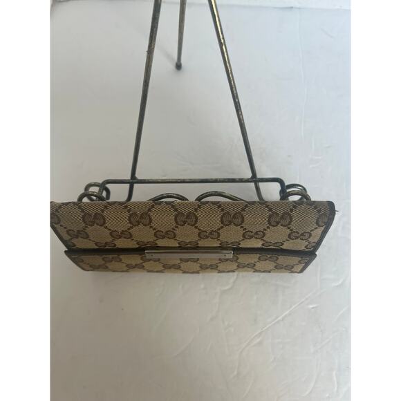 Gucci 154258 GG Long Bi-fold Brown Canvas Leather Wallet - Picture 5 of 9